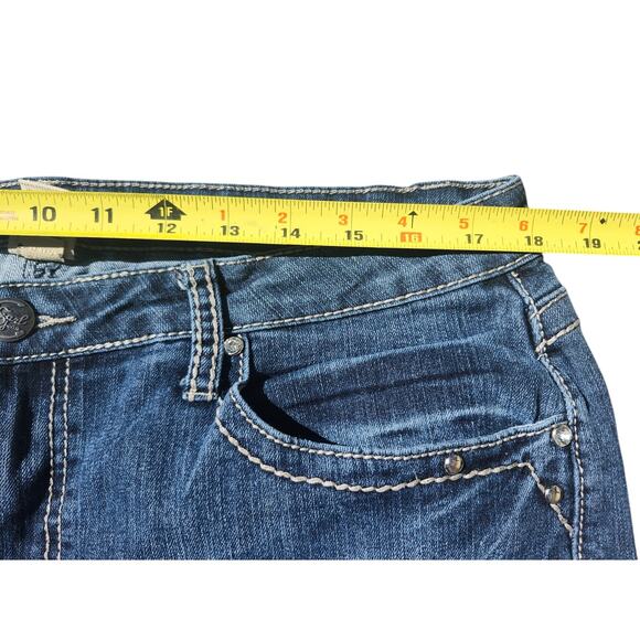 Earl Jean Women's Jeans Size 14 Blue Bootcut Embellished Rhinestone Pockets - Picture 5 of 9